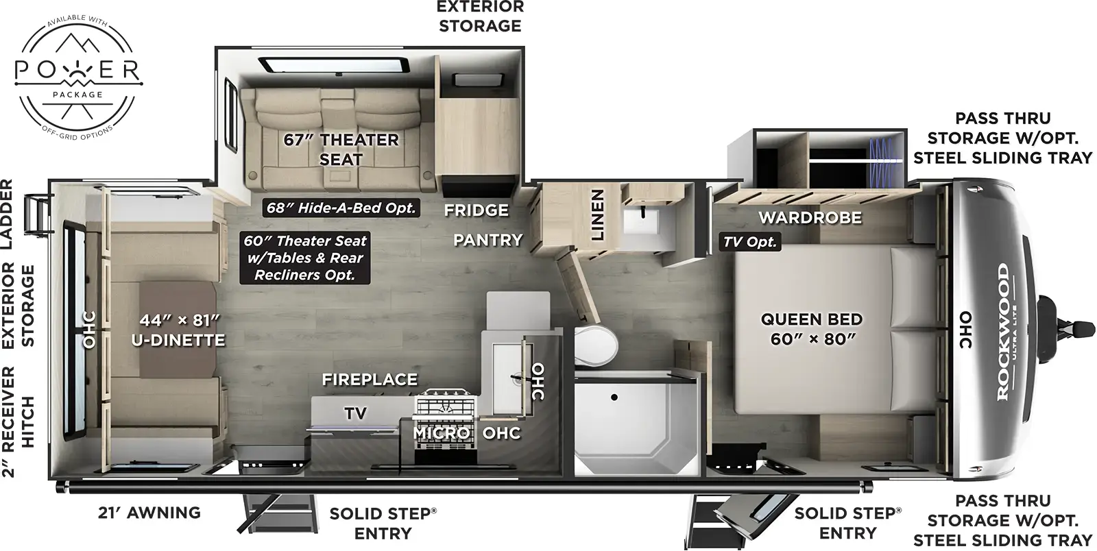 Rockwood Ultra Lite Travel Trailers 2618RD Floorplan